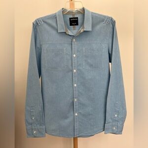 Men’s Calvin Klein Light Blue Chambray Cotton Men’s Large Button Up Shirt